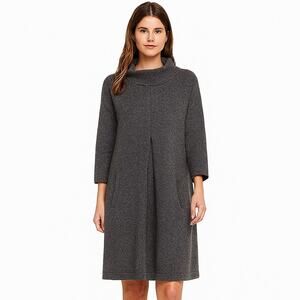 Tyler Boe Sweater Dress Size L Gray Soft Cowl Neck Cozy Minimalist Artsy Cottage